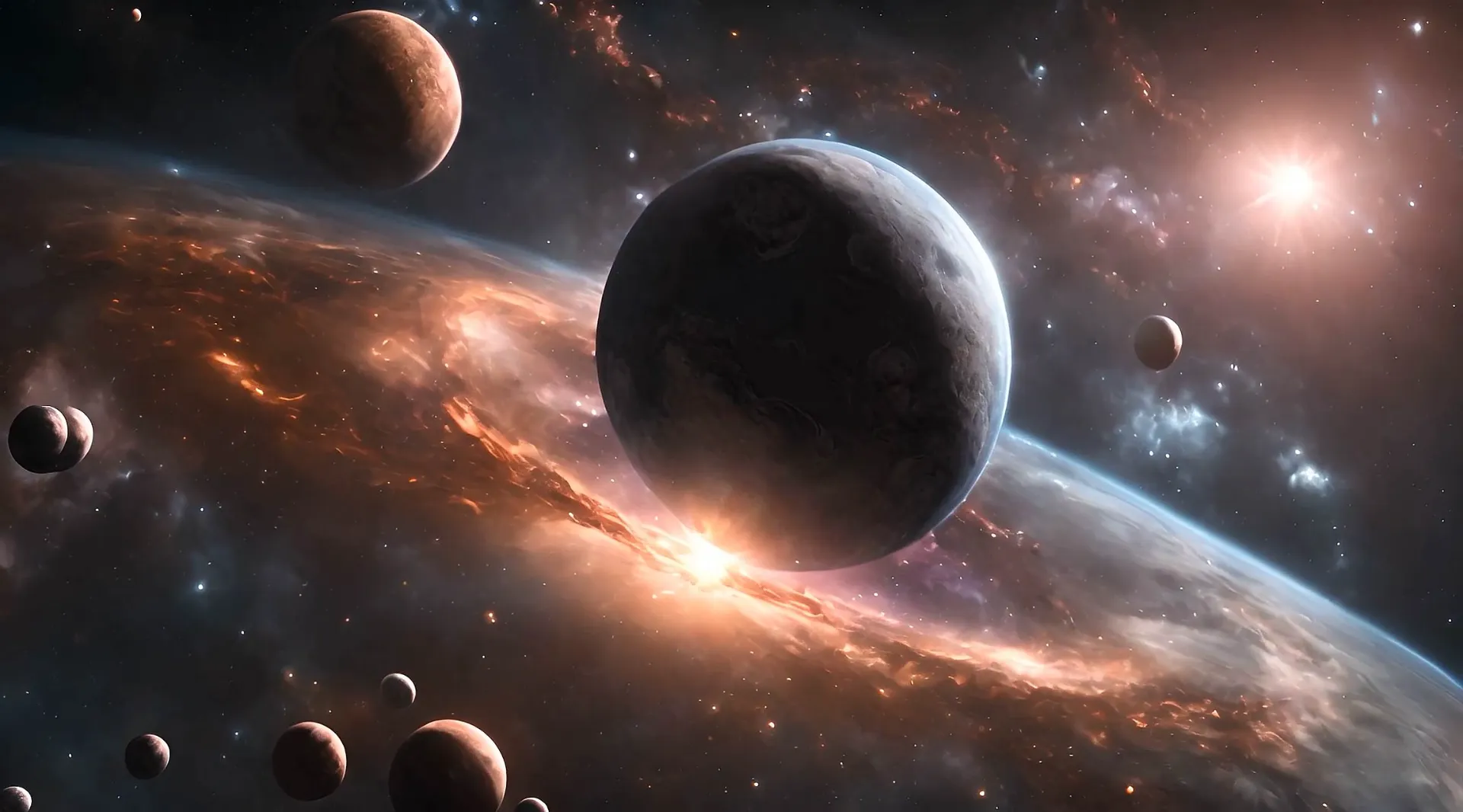 Planets Adrift in Cosmic Glow Motion Video